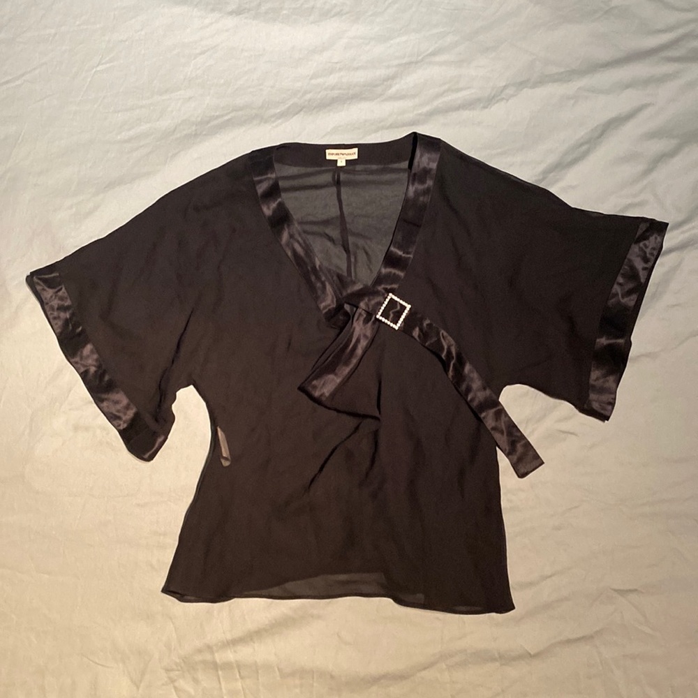 Vintage 90s Emporio Armani Made in Italy Sheer Black Blouse